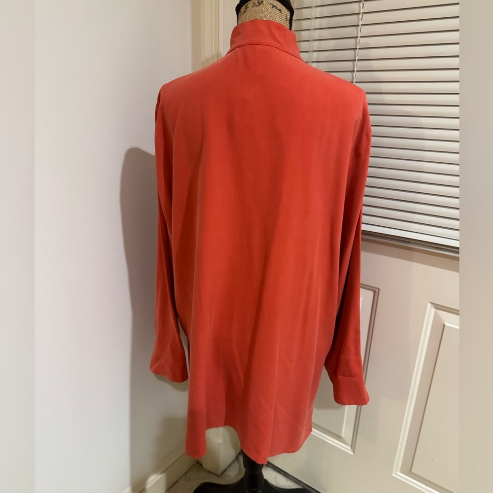 Coldwater Creek NWT 100% silk orange button down long sleeve long shirt size XL - Picture 6 of 11